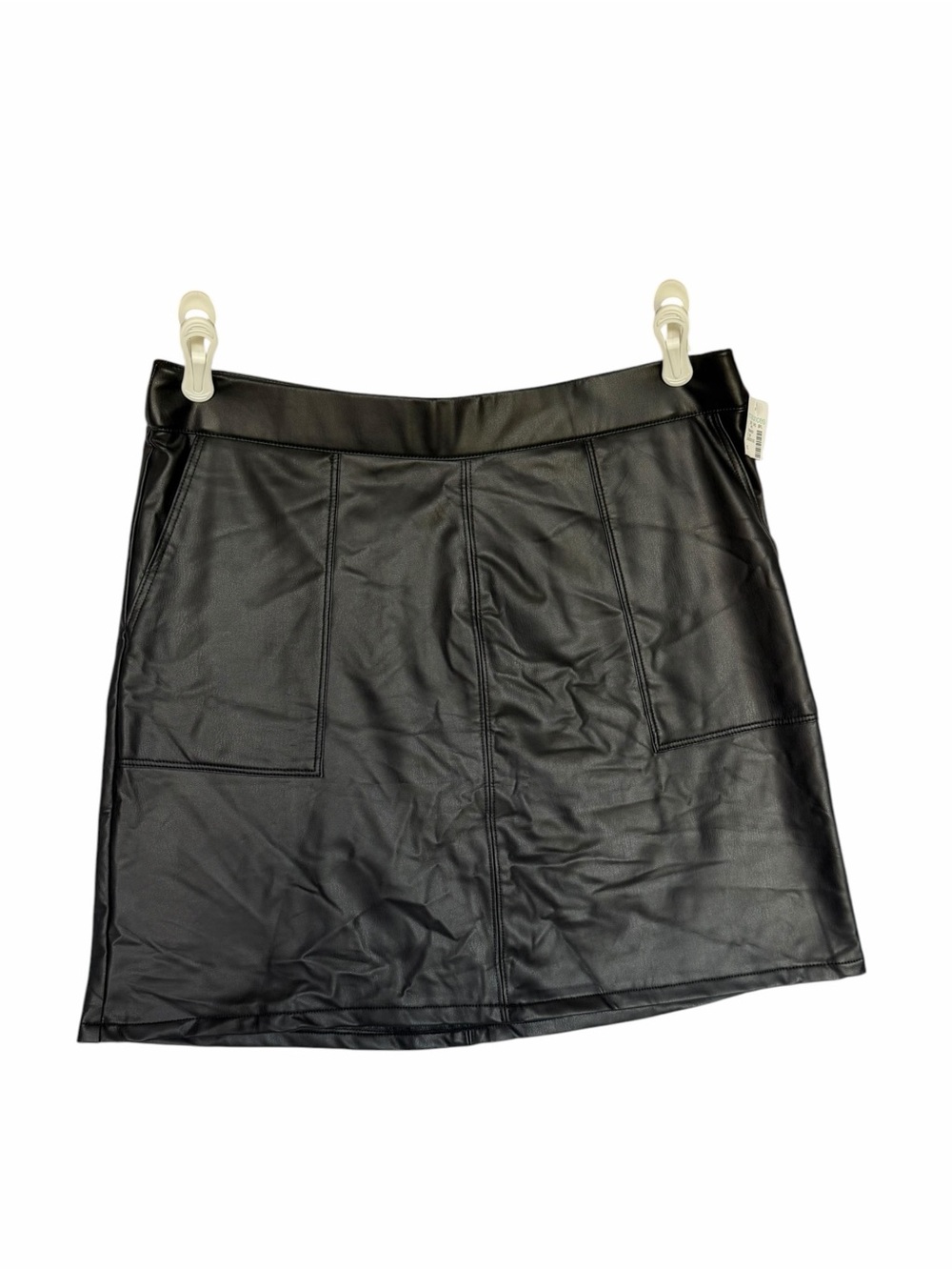 Black Faux Leather A-Line Skirt